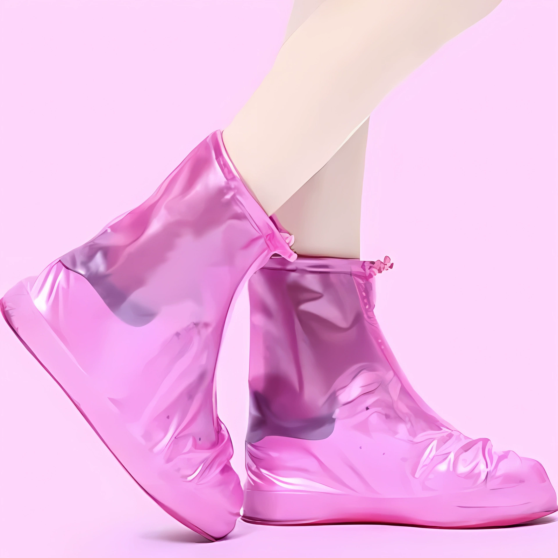 Non-slip wear-resistant shoe covers for men and women with zipper PVC, mid-length, wholesale