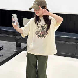 童装女童t恤短袖夏装2026新款儿童纯棉上衣女孩夏季中大童痞帅潮