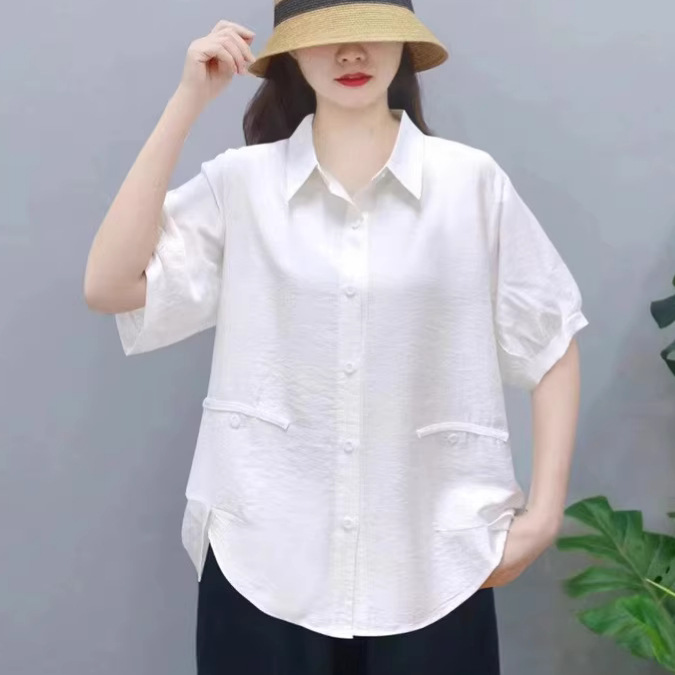 Mother's Top 2024 Summer Classical Embroidered Large Size Fashion Slim Tencel Cotton Linen Cardigan Women's Shirt