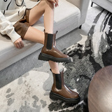 Martens, демисезонные челси в английском стиле на платформе, короткие сапоги, в британском стиле, средней длины