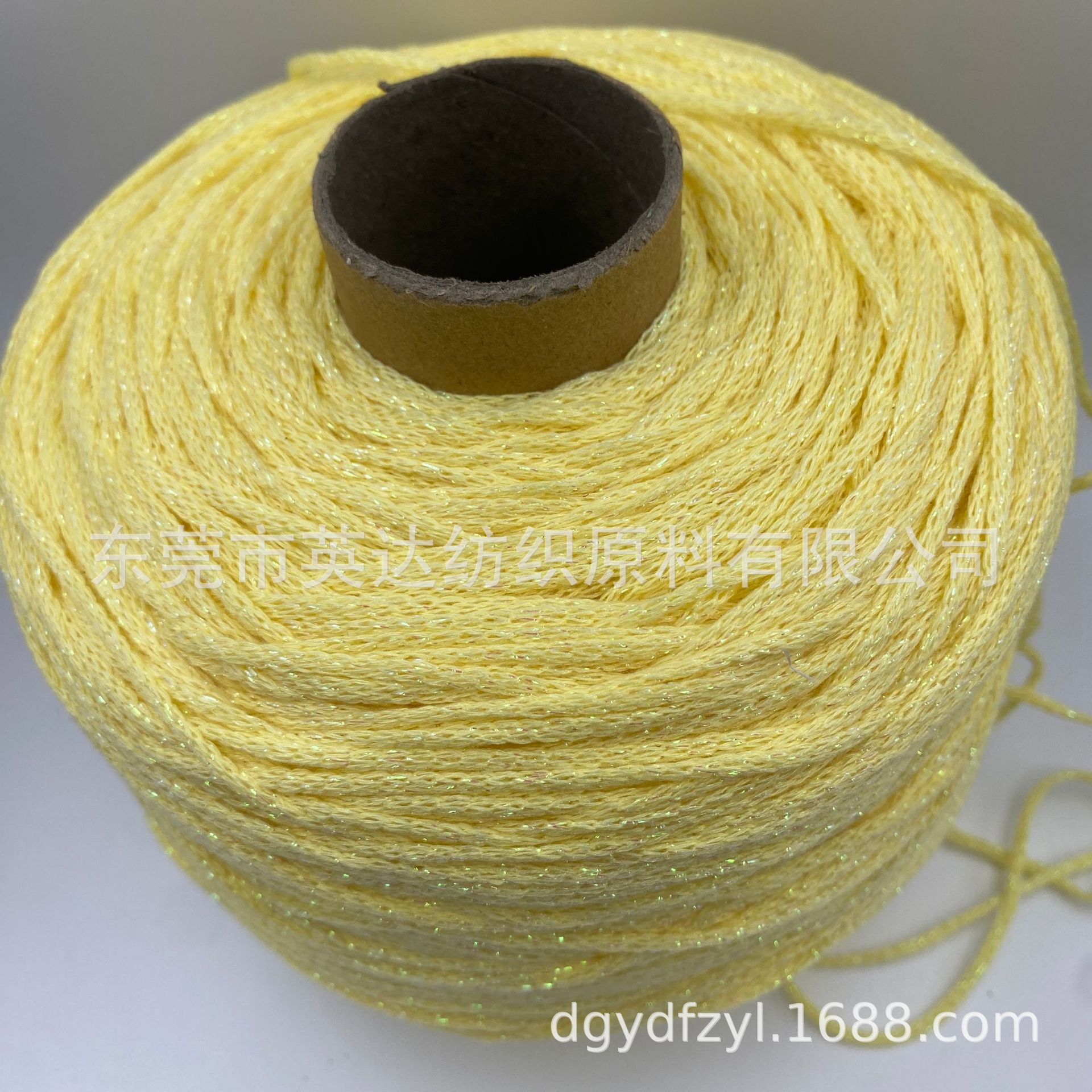 奶黄色亮丝扁带线 钩包专七彩闪光空心棉手工DIY编织线厂家批发