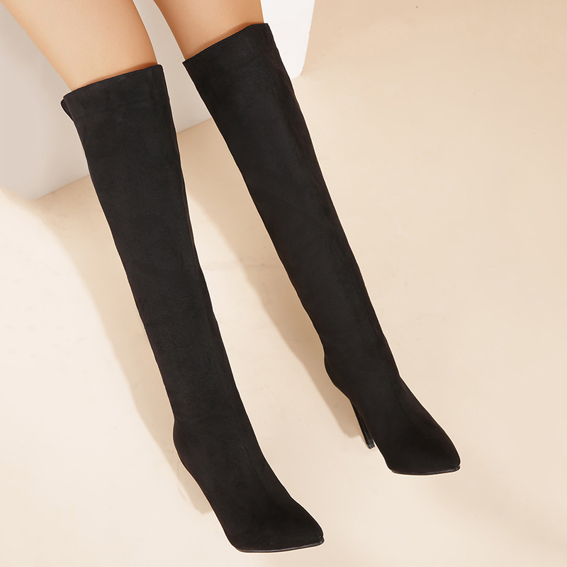 Chaussures pour femmes, bottes de cowboy, bottes à talons hauts, nouvelles bottes cuissardes grande taille pour l'automne et l'hiver_voghion.com