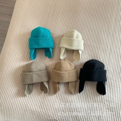 Ins塩系シンプルな子供用耳保護ニット雷鋒帽男の子の女の子の怠惰な毛糸帽