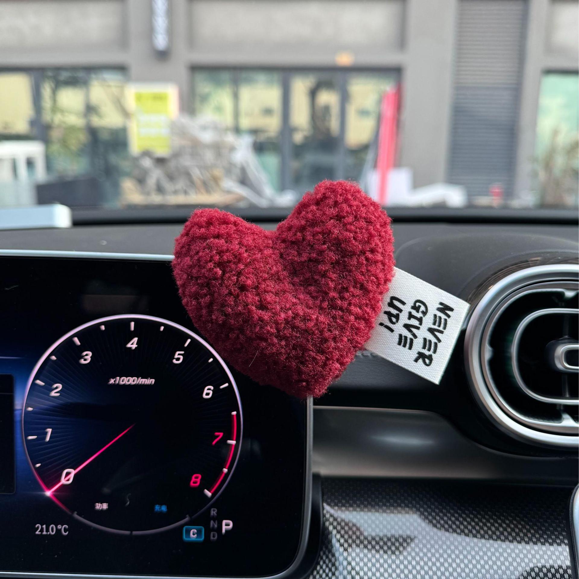 Car plush love ornaments heart-shaped cute center console car ornaments girls car interior decorations