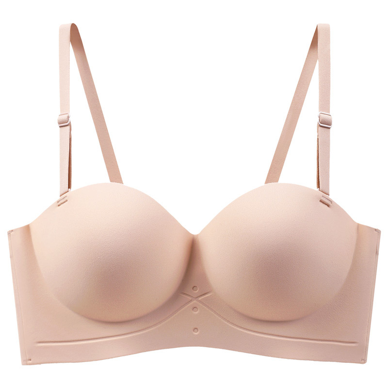 Ropa interior sin costuras delgada push-up pequeño pecho grande pecho inalámbrico contracción anti-flacidez sujetador chica ropa interior sin tirantes mujeres