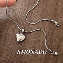 时代潮流!简约银色爱心吊坠项链女轻奢高级感长款秋冬气质毛衣链
