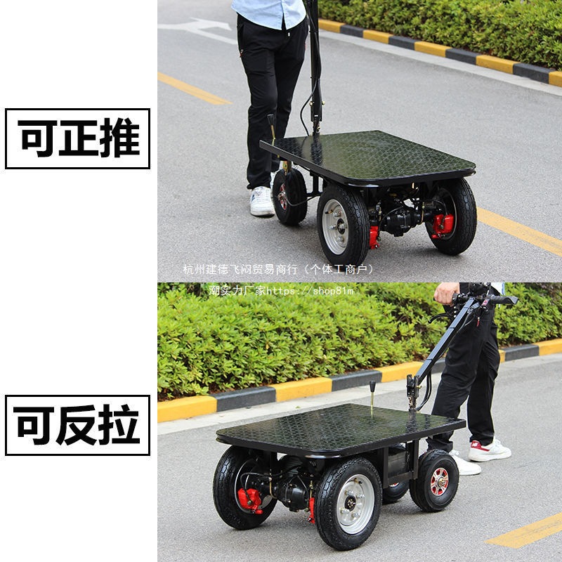 倒骑驴三轮电动平板车拉水泥沙爬坡王拉货手推电瓶车家用摆地摊车
