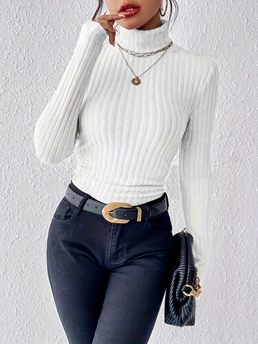 Winter/Spring Exclusive High-Neck V-Neck Long-Sleeve Pilling Knit Top