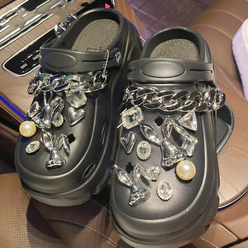 Hole Shoes Shoes Flower Shoe Buckle Decoration Accessories Children's Accessories Trendy Cartoon Vintage Metal Chain Little Red Book