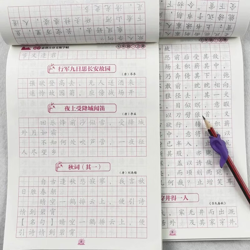 初中生必背古诗文钢笔字帖统编版 全套2册初中古诗文+文言文练字|undefined