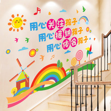 幼儿园环创主题文化墙楼梯墙面装饰墙贴托管中心环境布置机构贴画