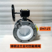 铸钢法兰衬氟蝶阀 D341F-16C 手动涡轮WCB全衬四氟 烧碱阀门