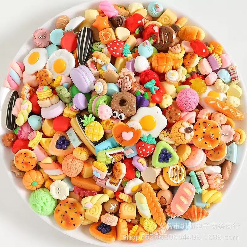 Miniature Food Toy DIY Materials, Simulated Chocolate Bread Resin Accessories, Mini Cream Glue Accessories, Mixed Food Toys