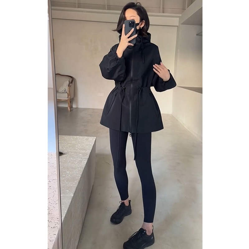 欧洲站2025春秋新款韩版收腰显瘦连帽冲锋衣外套女百搭休闲上衣|undefined