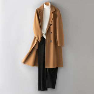 Autumn and Winter New 10% Cashmere 90% Wool Coat Double-Sided Classy Cashmere Coat Men's Long Woolen Coat Wholesale