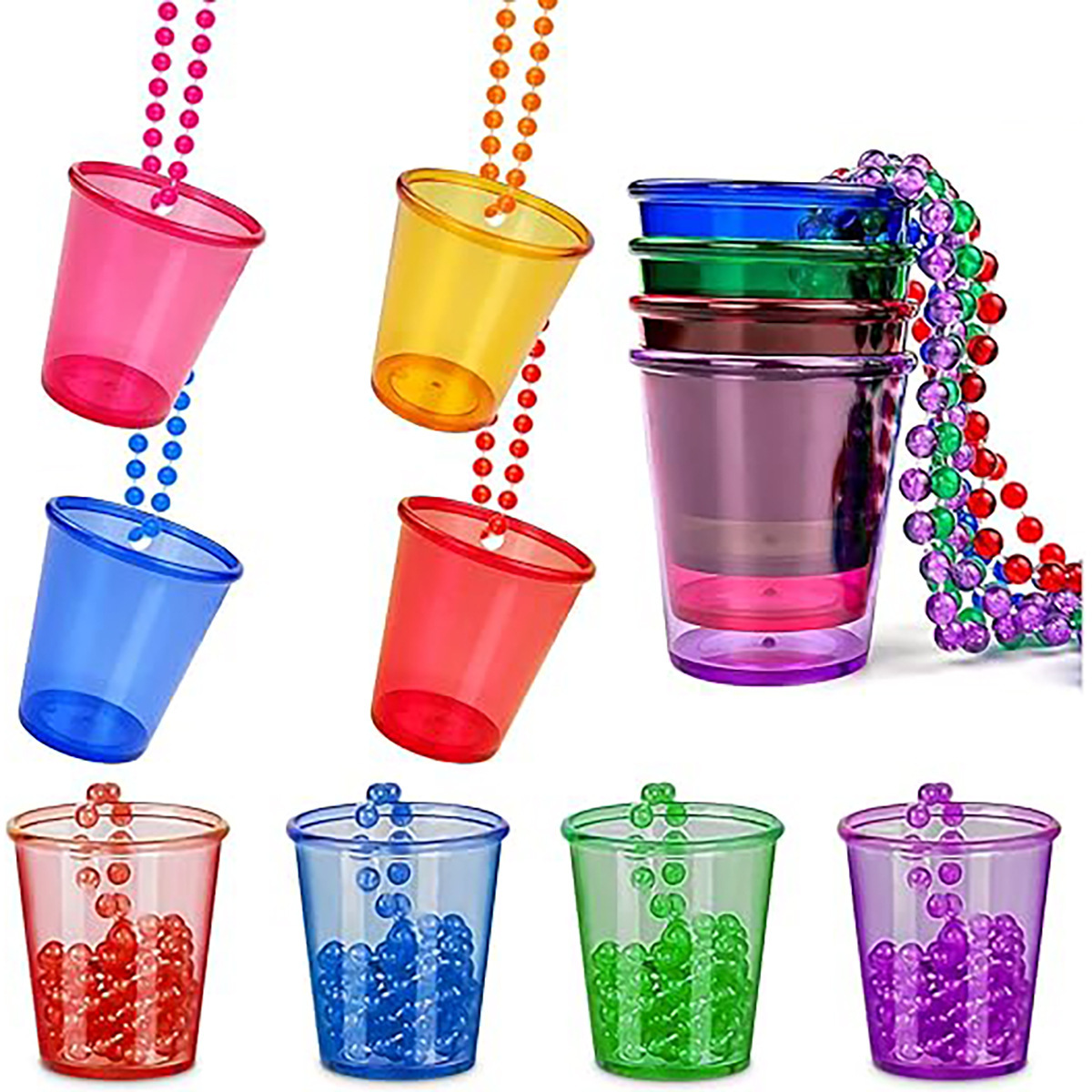 Tazas de fiesta de cumpleaños, tazas de cuentas de plástico transparente, tazas de cuentas de novia para ser novio y novia