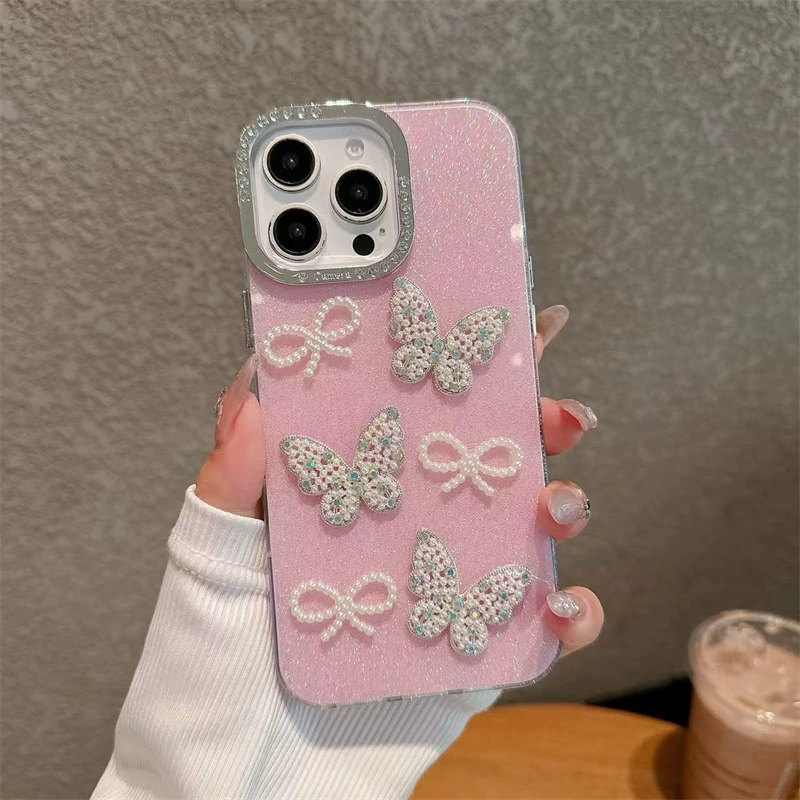 Чехол для телефона (Apple) iPhone 11–17 серии, 3D‑бантик, противоударная защита