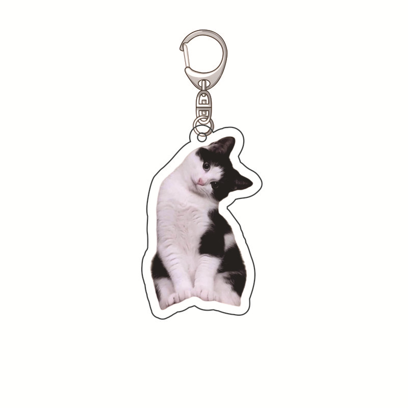 Plátano gato feliz gato acrílico llavero comida gato gato cabeza emoji paquete llavero divertido