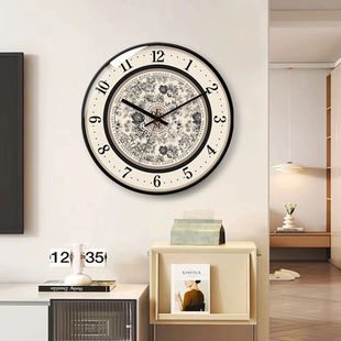 Retro French Wall Clock, Antique Style Clock, Nordic Light Luxury Living Room Home Modern Silent Creative Quartz Clock