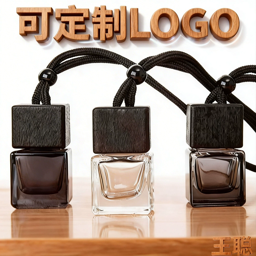 Окрашенная квадратная крышка черная крышка пустая бутылка 8 мл Духи ароматерапия эфирное масло Автомобильная подвеска ароматное дерево комнатная цветная бутылка для ароматерапии