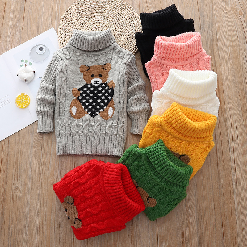 高领一件代发【金勇 】儿童毛衣针织毛线打底衫加厚卡通男女童服