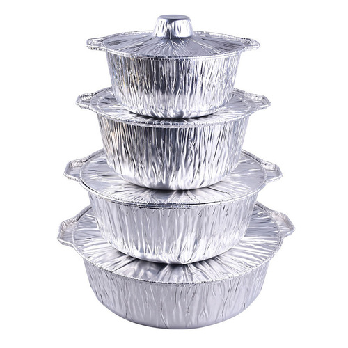 Levo Minimalist Takeaway Packing Box Outdoor Picnic Aluminum Foil Lunch Box Round Thick Disposable Tin Pot