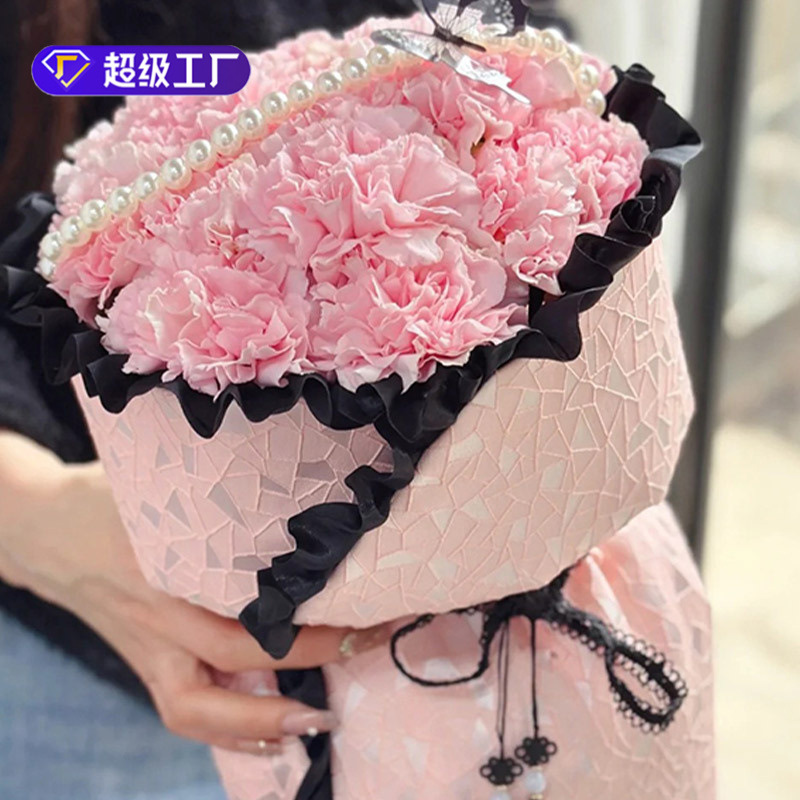 立体几何小香风布新款圆形花束包花纸布艺包装花店鲜花包装材料