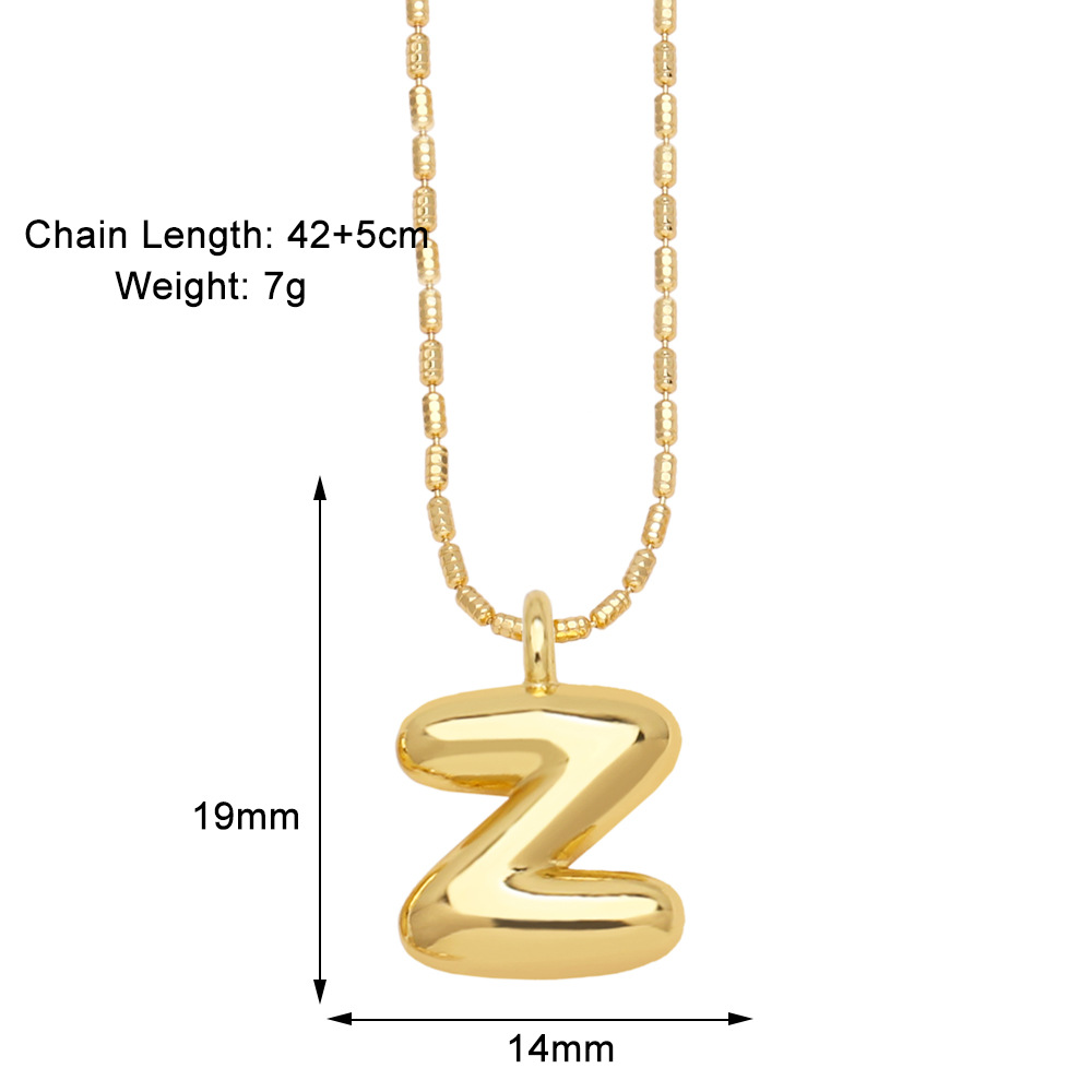 10g Weight Gold Plated Plating Material Pendant Necklace Classification 1 Piece Quantity Daily, Street Occasion Copper Material Letter Pattern Unisex Gender Simple Style Style Copper Gold Plated Simple Style Letter Pendant Necklace 27