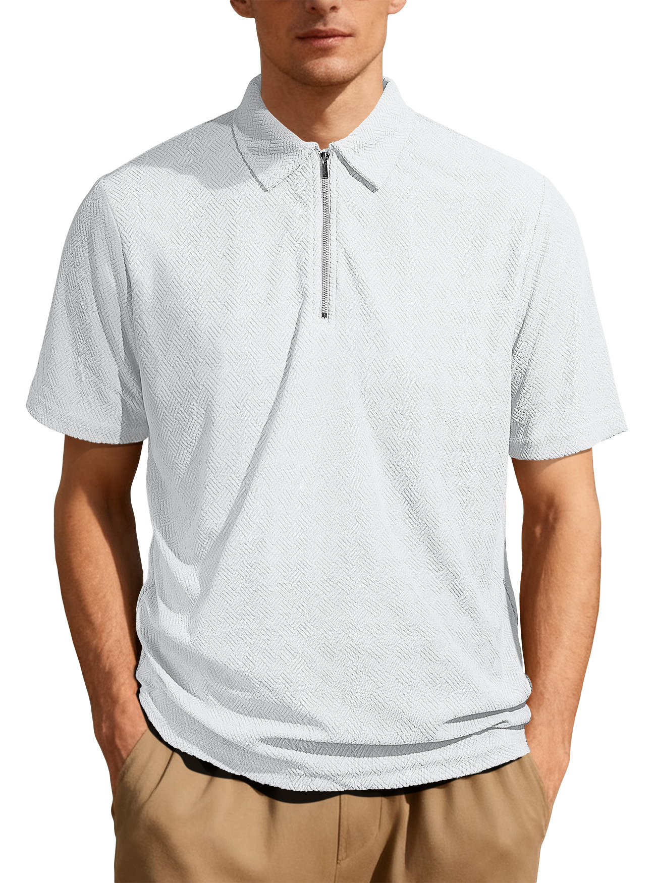 Nuevo comercio exterior transfronterizo de verano de Europa y Estados Unidos, camiseta de polo de manga corta casual diaria, camiseta de medio zipper