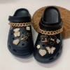 01 Hole shoes black+black and white bear butterfly set+chain