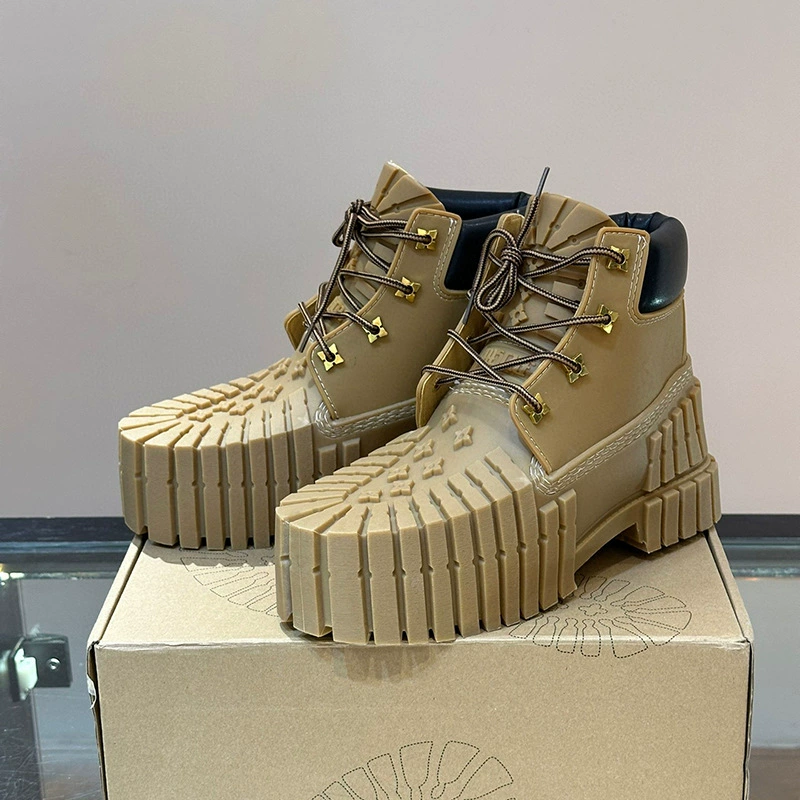 Модные осенне-зимние мужские ботинки martin на толстой подошве, увеличивающие рост, повседневные ботильоны унисекс, универсальные водонепроницаемые желтые ботинки