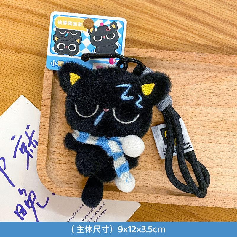 Muñecas de peluche gatos negros muñecas lindas bolsos colgantes colgantes chicas colgantes universales llaveros regalos al por mayor