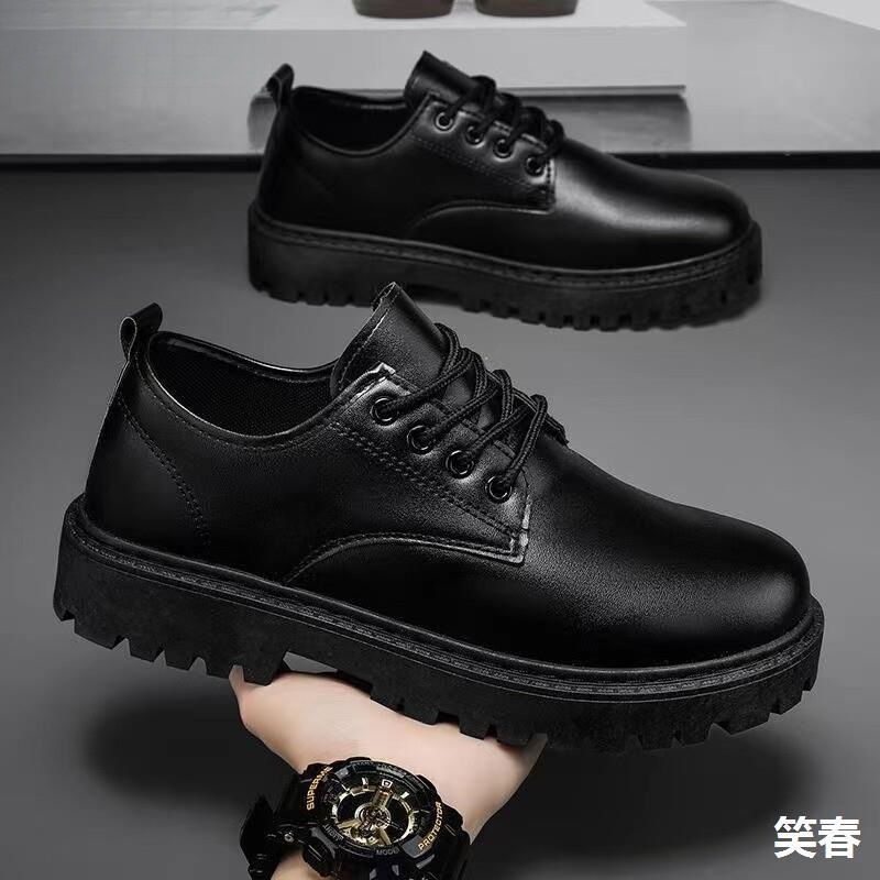 Men's leather shoes, autumn 2026 collection, new casual and business styles, British-inspired, trendy chunky-soled shoes, men's Martin boots, waterproof