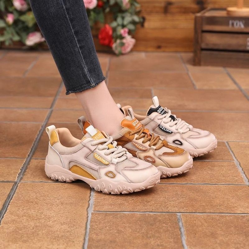 Zapatos deportivos de mujer 2025 nuevos zapatos casuales de primavera y verano de malla de mujer explosión versátil retro ligero zapatos de malla Gump