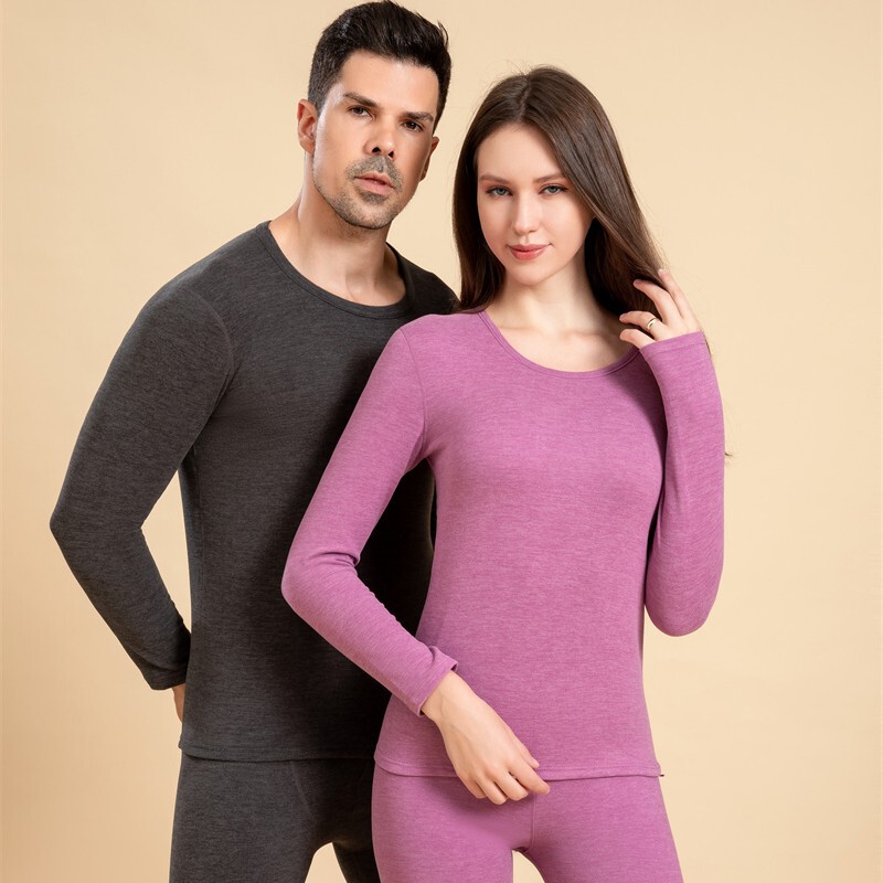 New thermal underwear men's fleece-lined middle-aged autumn clothes and trousers women's colorful cold-proof warm suit factory direct sales