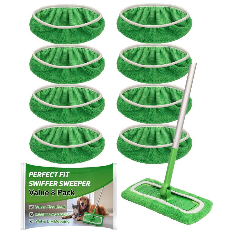 8-piece set of microfiber mop pads compatible with Swiffer flat mop for wet and dry use 8-piece set of microfiber mop pads compatible with Swiffer flat mop for wet and dry use