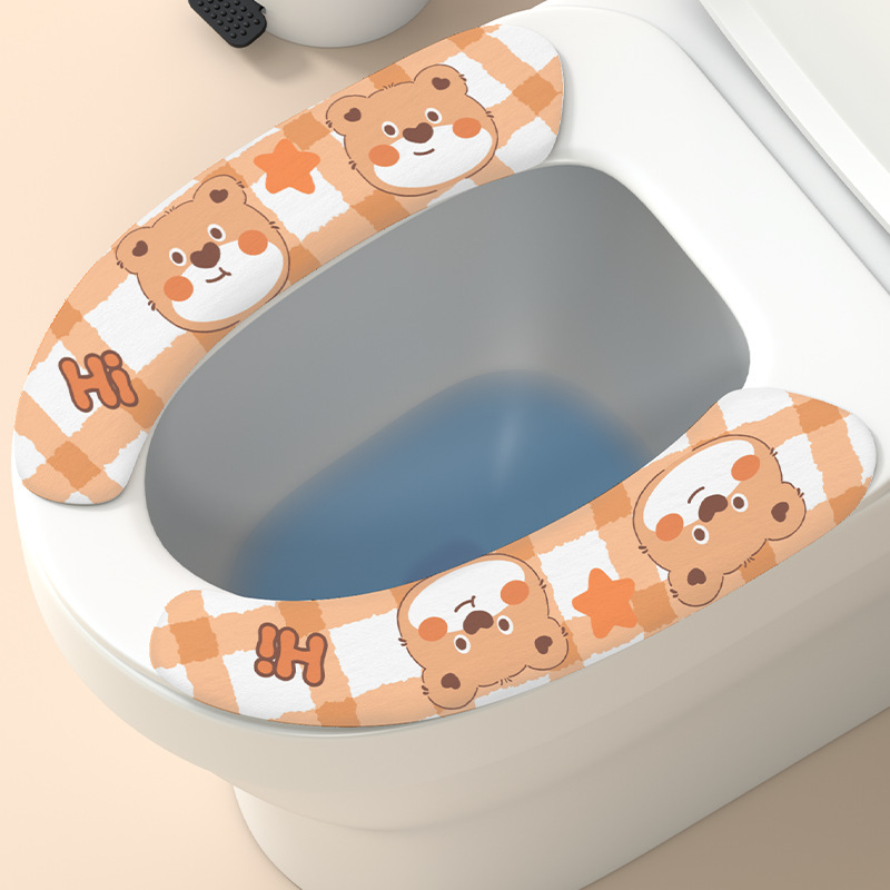 オールシーズン対応のユニバーサルトイレマット、かわいい家庭用洗えるトイレ粘着旅行ポータブル漫画トイレステッカー|undefined