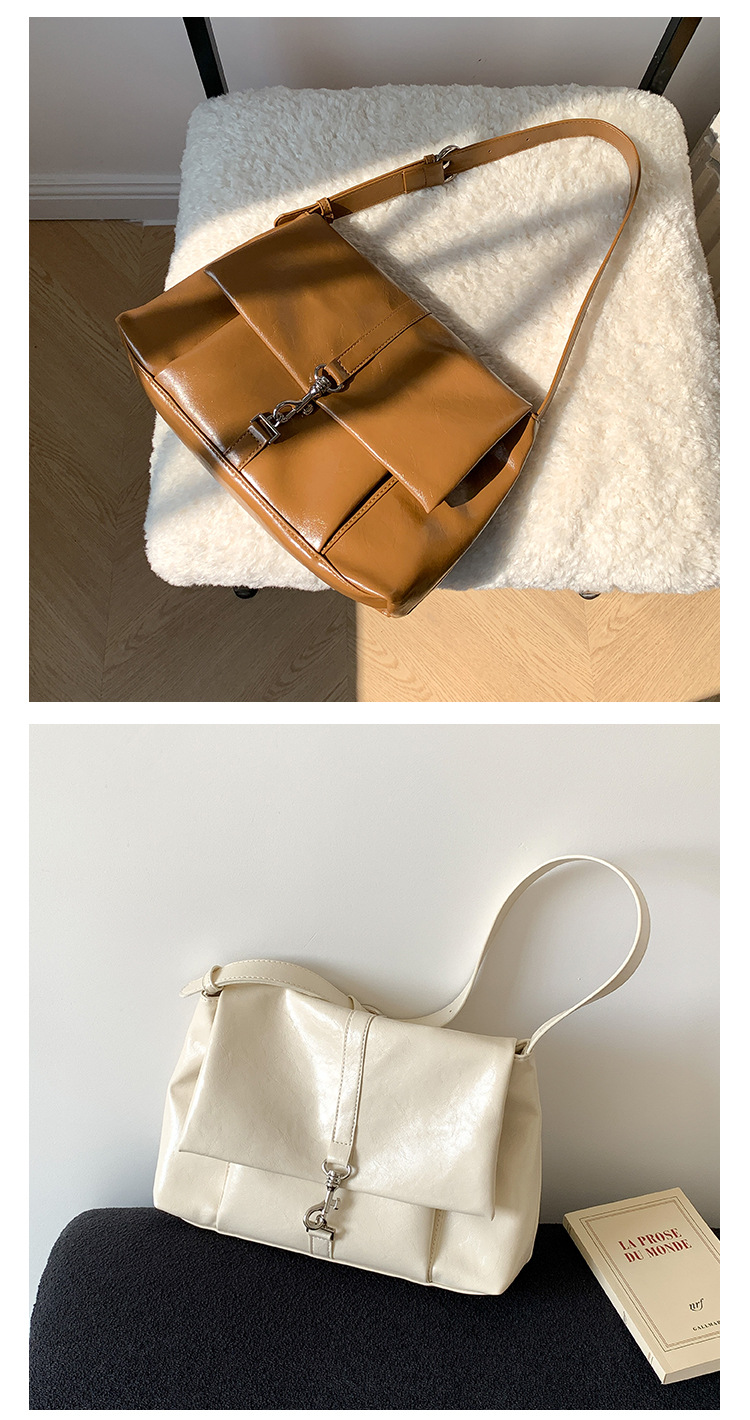 Nuova borsa a tracolla in morbida pelle PU per donna, versatile, grande capacità, con nicchia sottobraccio, fibbia a gancio con patta,_voghion.com