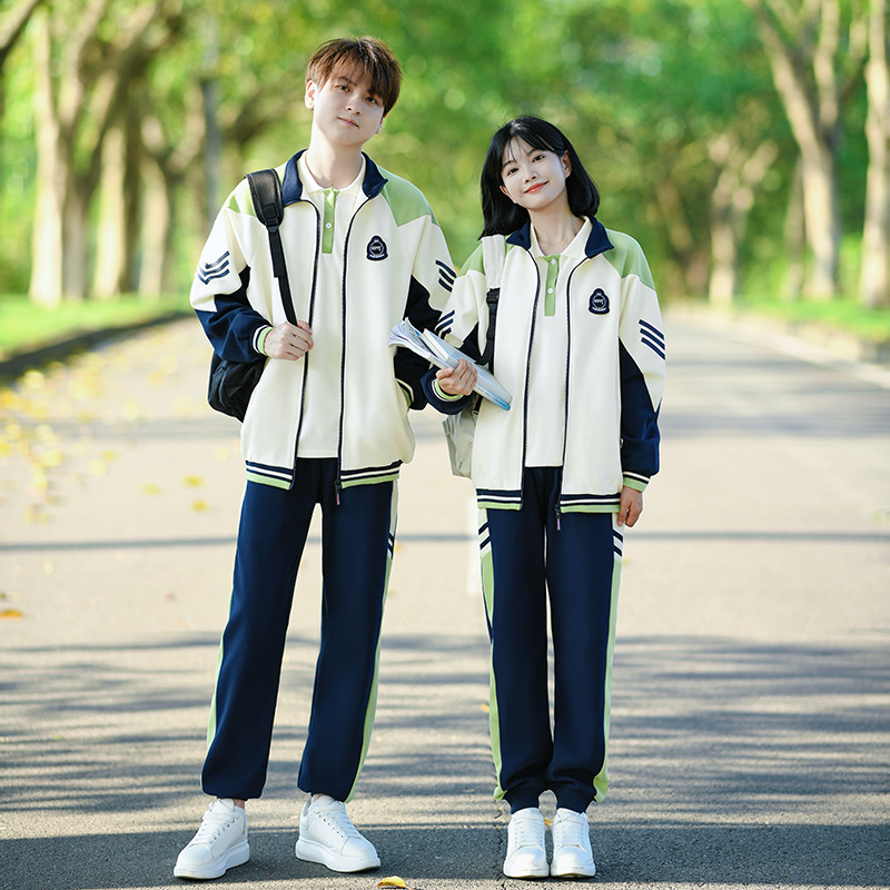 Class Uniform Junior High School Student Short-Sleeved Suit Student Korean Sweatshirt Jacket High School Student Autum College Style School Uniform Three-Piece Set