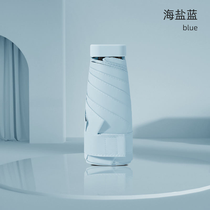 Nuevo mini paraguas plegable portátil negro protector solar paraguas manual ultraligero plano seis pliegues tarjeta paraguas