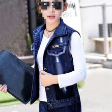 马甲女外穿百搭秋冬新款韩版破洞牛仔马夹坎肩牛仔背心学生马褂