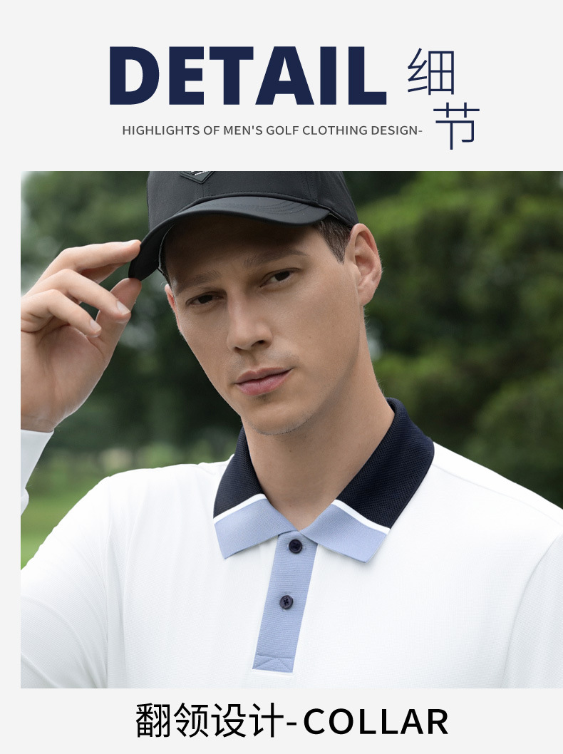 Áo polo nam dài tay golf PGM chất liệu waffle thoáng khí co giãn cao — Tay áo dài màu đen [kết cấu bánh quế/viền xẻ/độ đàn hồi cao ở mọi mặt] YF823 chi tiết 9