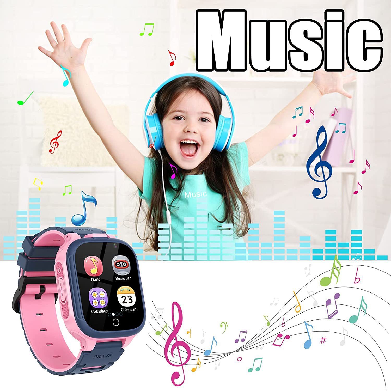 Nuevo juego de música transfronteriza reloj inteligente de los niños con 14 juegos de reloj inteligente para niños en stock S23