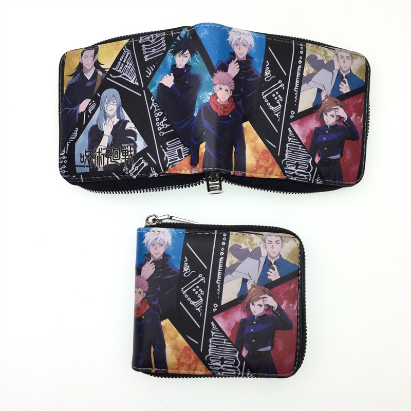 Jujutsu Kaisen Short Zipper Wallet Yuji Itadori Gojo Satoru Multi-Card Slot Coin Purse Pu Leather Wallet