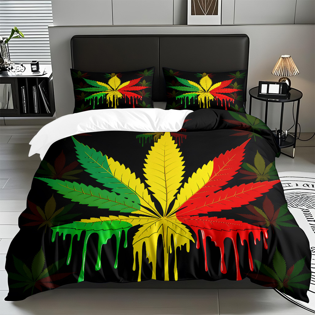 TEMU / JIT comercio exterior hogar patrón de hojas de colchón molido cubierta de colchón de tres piezas de fábrica directa a la figura puede fijarse