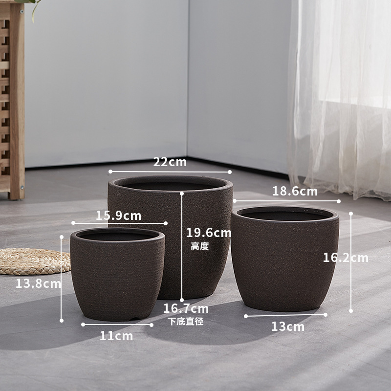 *大型紫砂通気性植木鉢緑植物鉢植え屋外中庭ガーデンリビングルーム大口径粗い陶器ポットクリア|undefined