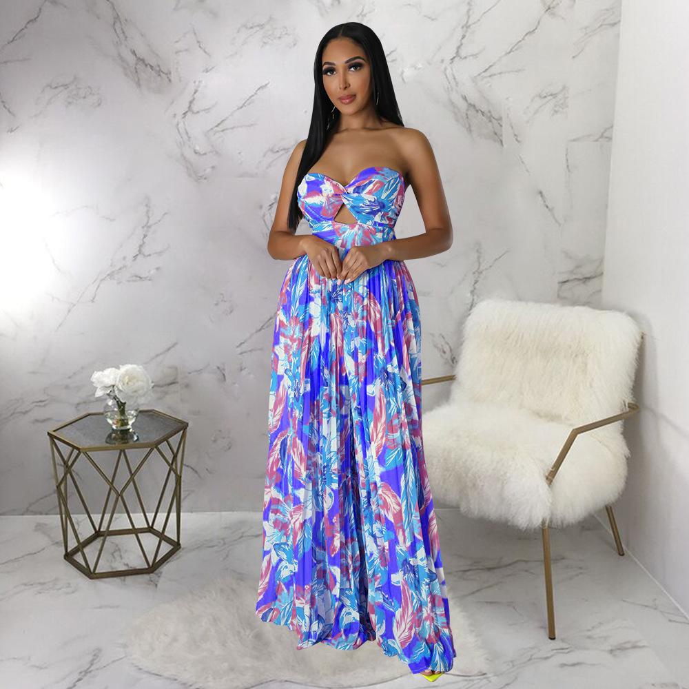 Jumpsuit Tops Type Daily Occasion Comfort Function Women'S Daily Jumpsuit Streetwear Flower Full Length Printing Backless