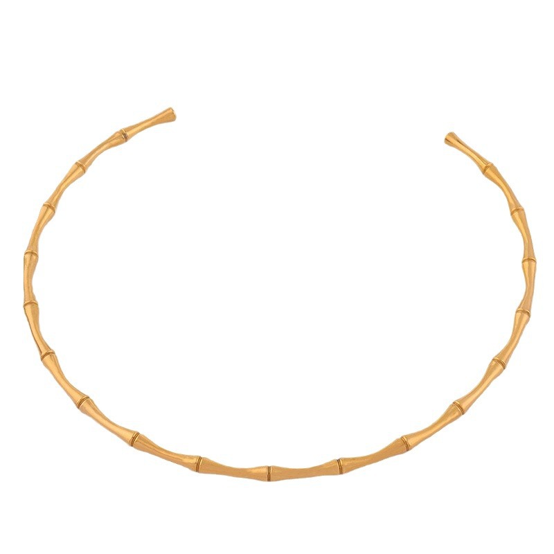 Collar de acero de titanio Collar de bambú de acero inoxidable de alta calidad para niñas Diseño simple retro Collar de todo fósforo que no se desvanece
