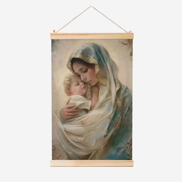 Guadalupe Nuestra Señora de la fábrica de carteles de rollo de madera sólida cuelga pinturas de comercio exterior suministro de almacenamiento Temu