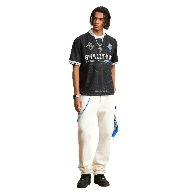 夏のファッションカジュアル多用途トレンドヒップホップファミリーパターンエスニックスタイルフルプリント襟半袖Tシャツトレンディなファッション|undefined
